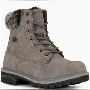 Empire High Faux Fur Lug Sole Boot (Women) Charcoal Gray Size 11
